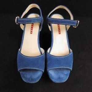 Prada blue suede sandal